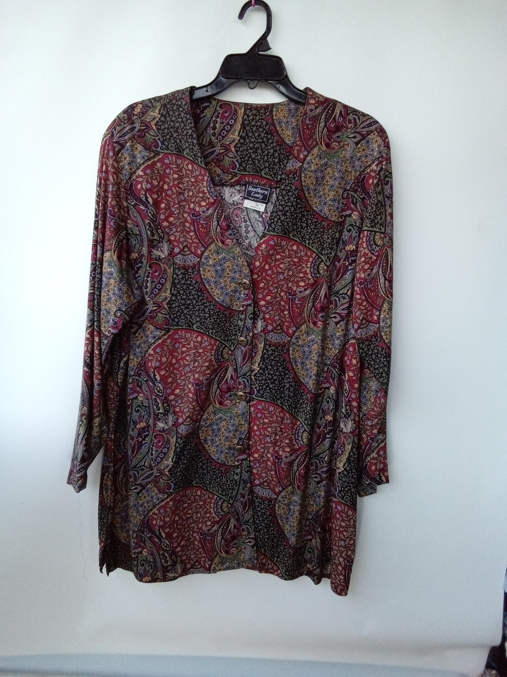 vintage SOUTHERN LADY paisley floral tunic shirt size 18